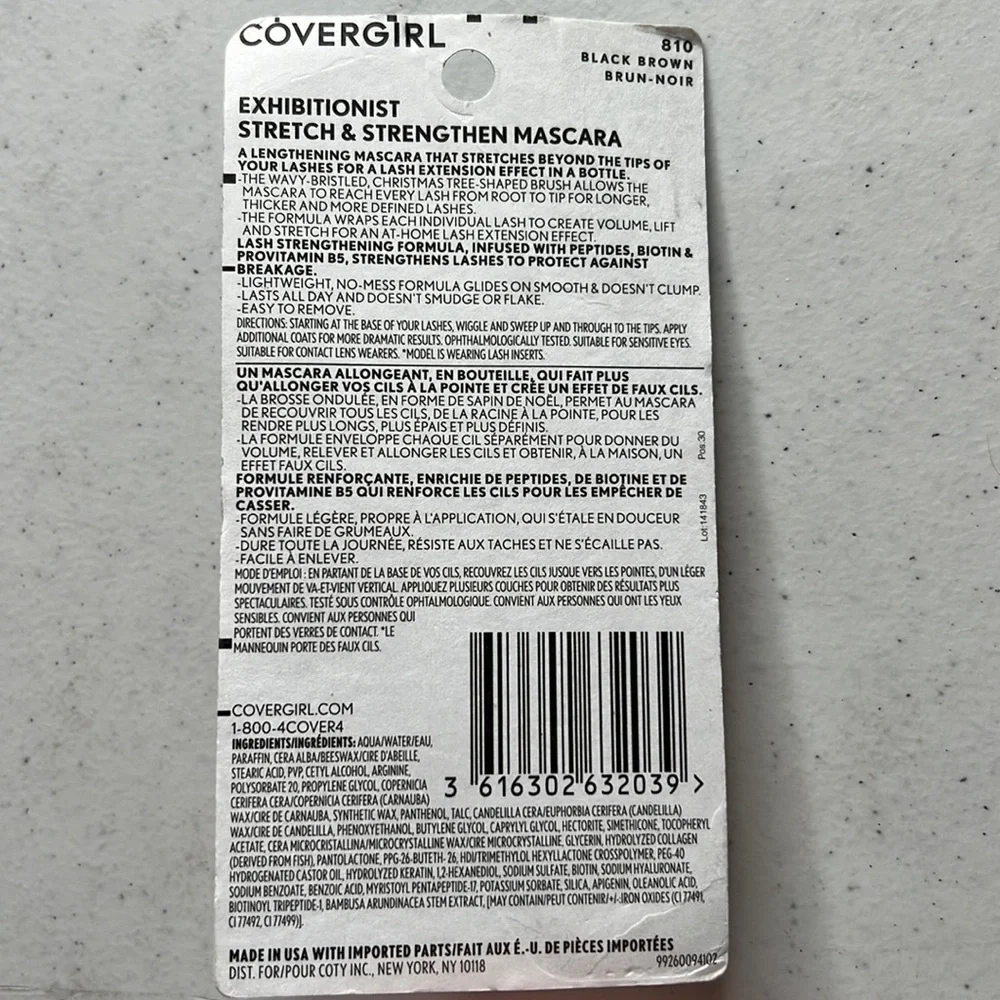 NIP COVERGIRL EXHIBITIONIST STRETCH & STRENGTHEN MASCARA 810 BLACK BROWN - Picture 10 of 10